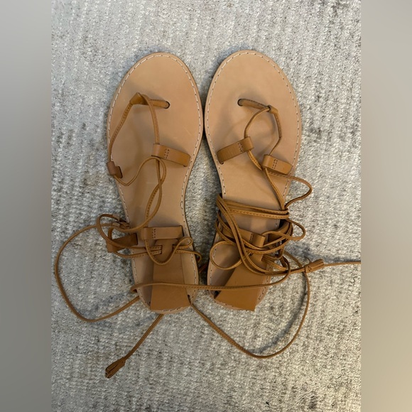 MADEWELL The Boardwalk Lace-Up Sandals in Tan Brown. Size 7. NWOT. - Picture 4 of 8